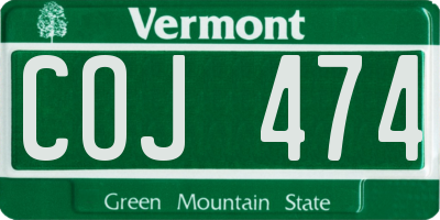 VT license plate COJ474