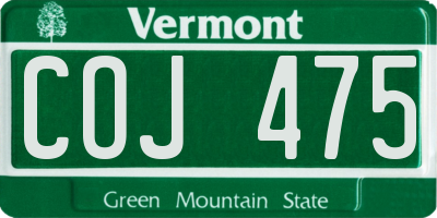 VT license plate COJ475