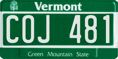 VT license plate COJ481