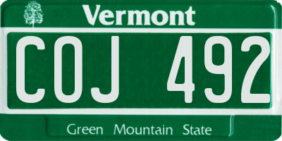 VT license plate COJ492