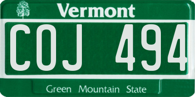 VT license plate COJ494
