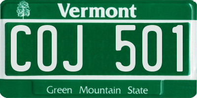 VT license plate COJ501
