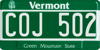 VT license plate COJ502