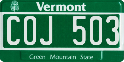 VT license plate COJ503