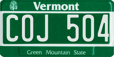 VT license plate COJ504