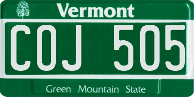 VT license plate COJ505