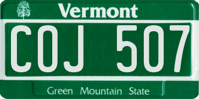 VT license plate COJ507
