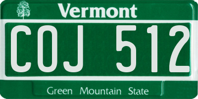 VT license plate COJ512
