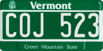 VT license plate COJ523