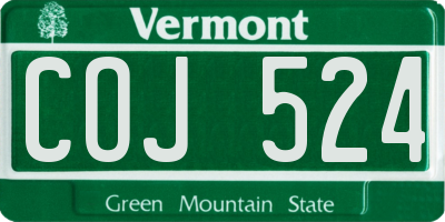 VT license plate COJ524