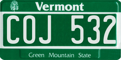 VT license plate COJ532