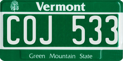 VT license plate COJ533