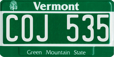 VT license plate COJ535