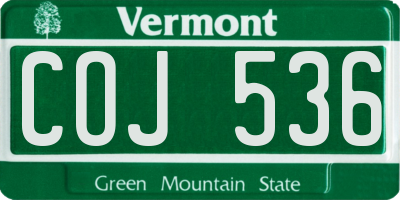 VT license plate COJ536