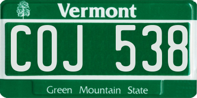 VT license plate COJ538
