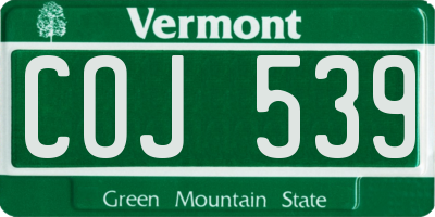 VT license plate COJ539