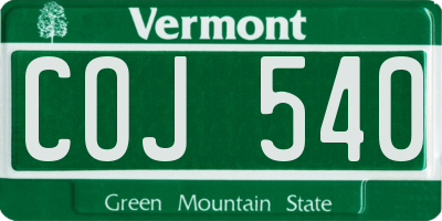 VT license plate COJ540
