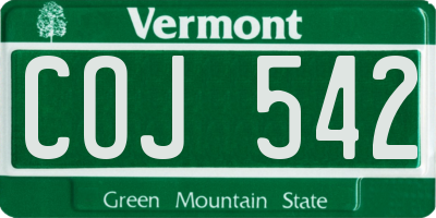 VT license plate COJ542