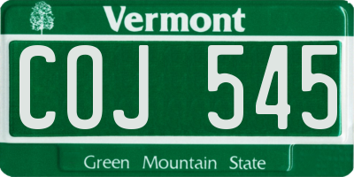 VT license plate COJ545