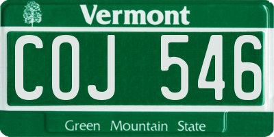 VT license plate COJ546