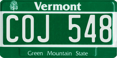 VT license plate COJ548