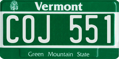 VT license plate COJ551