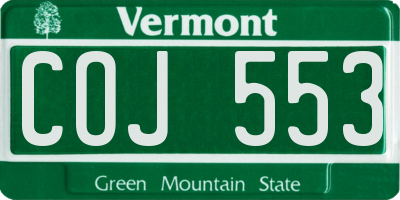 VT license plate COJ553
