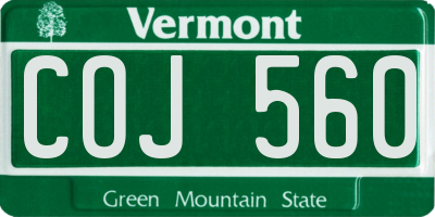 VT license plate COJ560