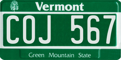 VT license plate COJ567