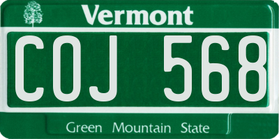 VT license plate COJ568