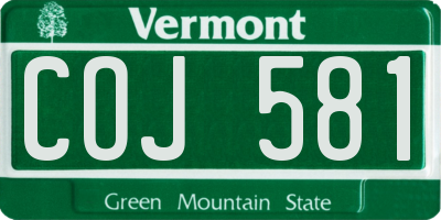 VT license plate COJ581