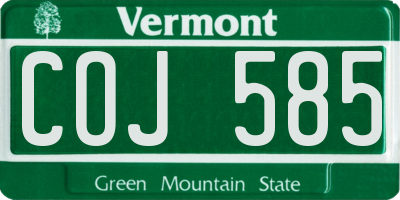 VT license plate COJ585