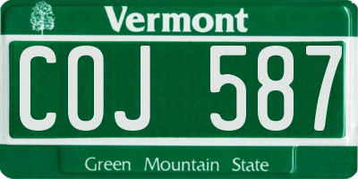 VT license plate COJ587
