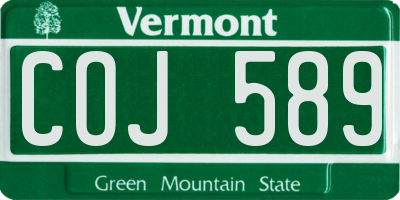 VT license plate COJ589