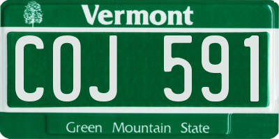 VT license plate COJ591