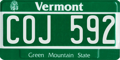VT license plate COJ592