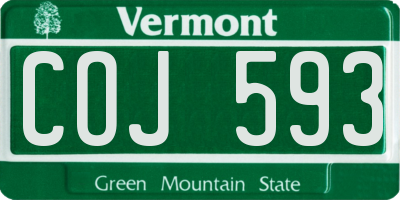 VT license plate COJ593