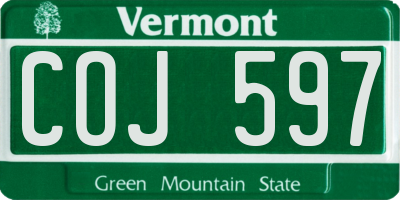 VT license plate COJ597