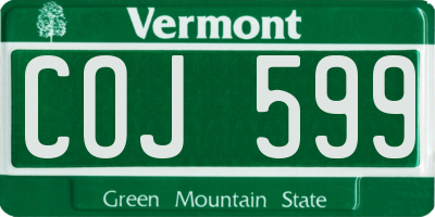 VT license plate COJ599