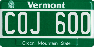 VT license plate COJ600
