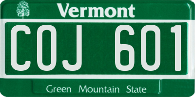 VT license plate COJ601