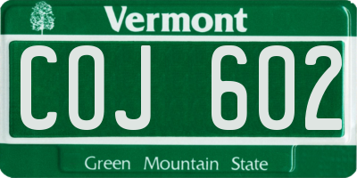 VT license plate COJ602