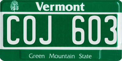 VT license plate COJ603