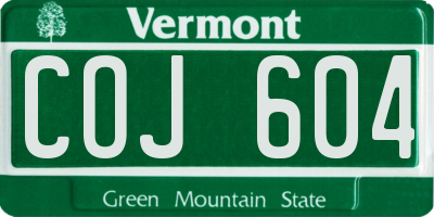 VT license plate COJ604