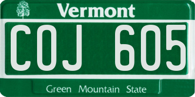 VT license plate COJ605