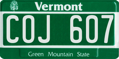 VT license plate COJ607