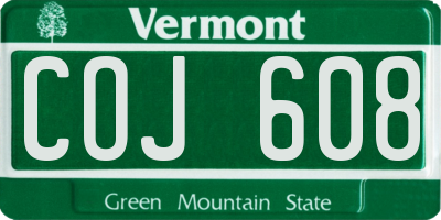 VT license plate COJ608