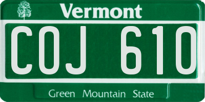 VT license plate COJ610