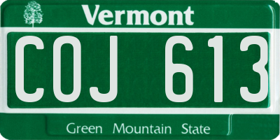 VT license plate COJ613