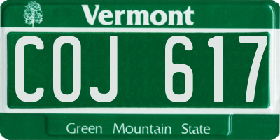 VT license plate COJ617